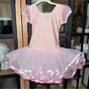 Ballet dance tutu leotard dress costume ballerina girls tulle bow ribbon